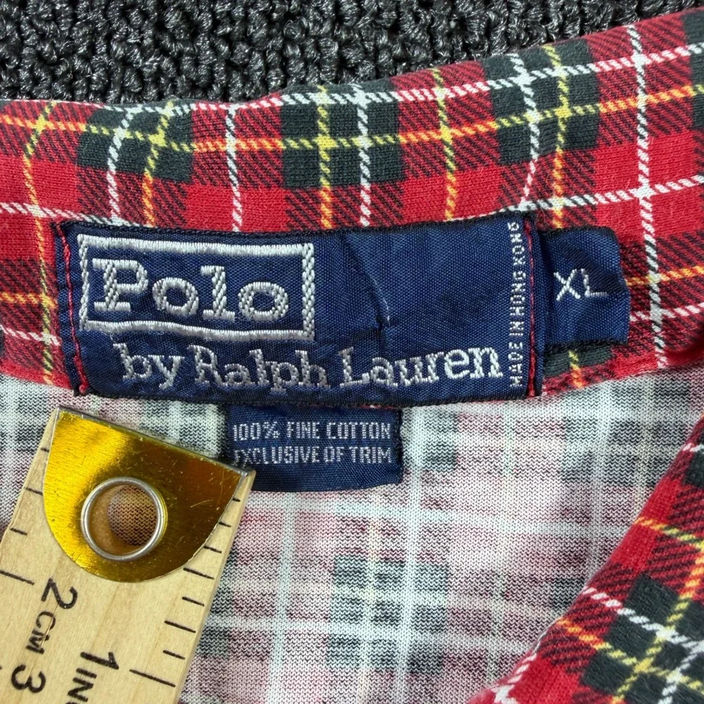 Vintage Polo Ralph Lauren Red Tartan Plaid Cotton Polo Shirt Men's XL‎ Hong Kong